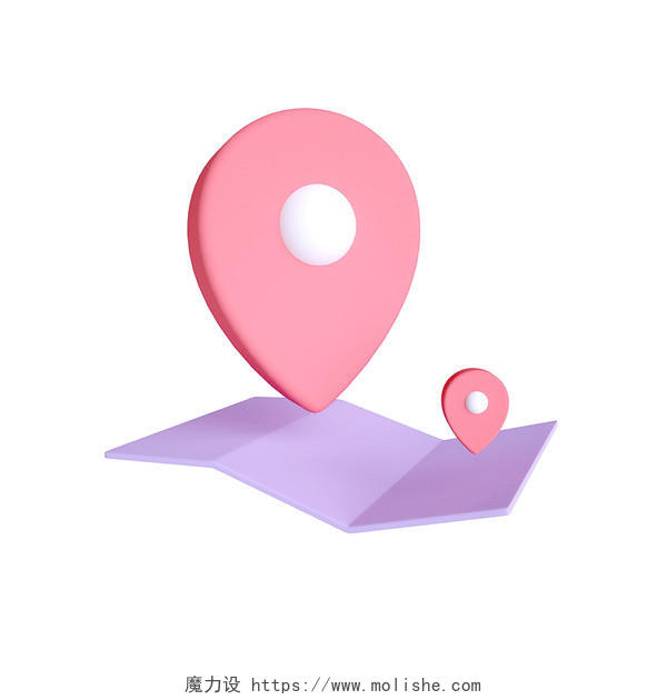 粉红色卡通简约定位地图坐标小图标元素素材插画